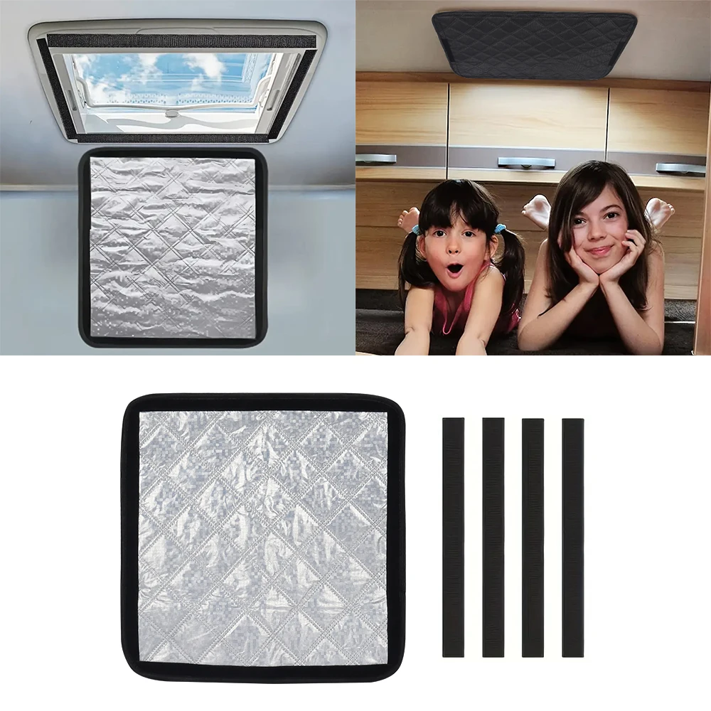 RV Skylight Sunshade Foldable RV Roof Aluminum Film Reflective Shading Pad Vent Cover for Motorhome Camper Ventilation Sunshade