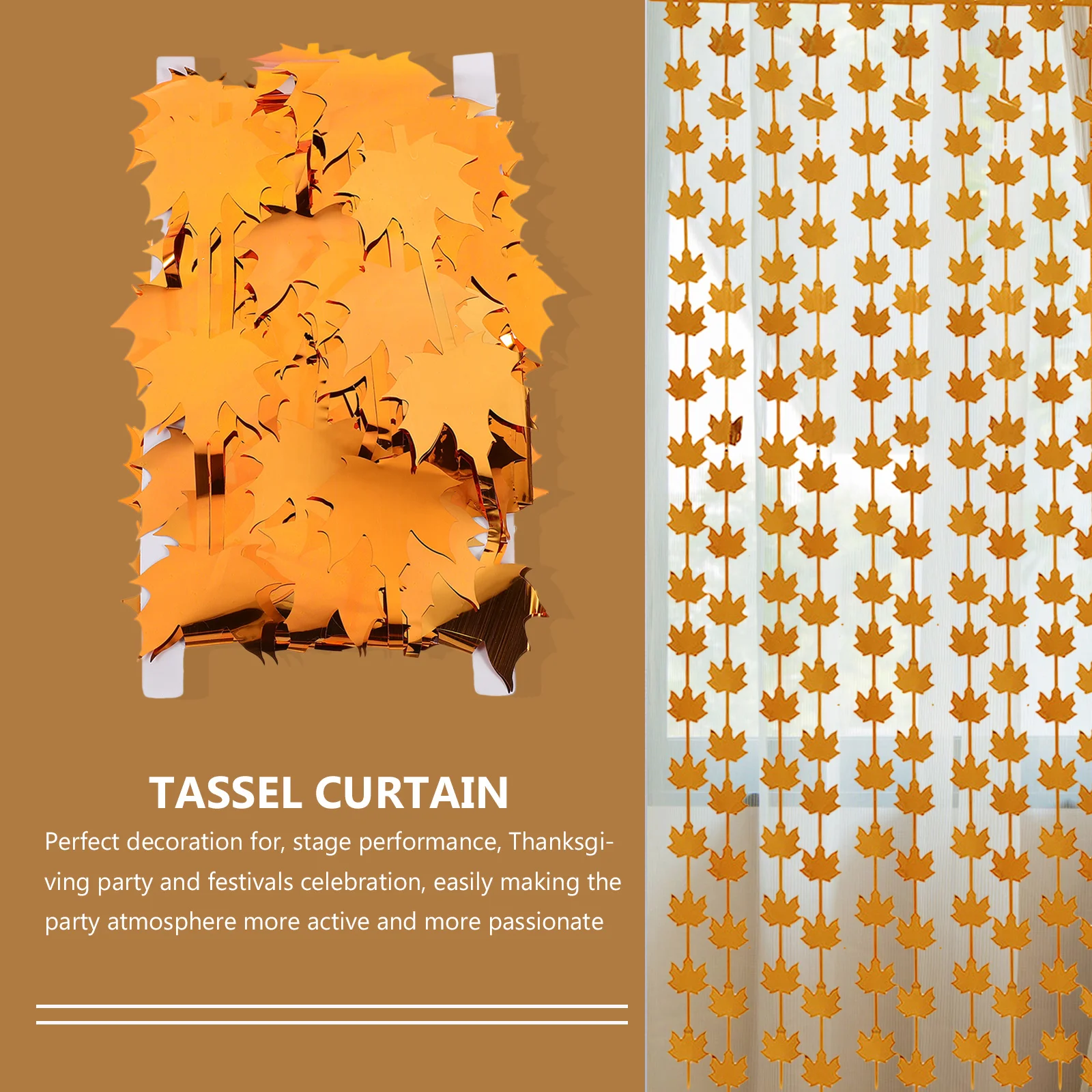 

2Pcs Party Door Curtain Thanksgiving Tassel Decorative Curtain Partition Photo Backdrop Home Window Stage Decoration