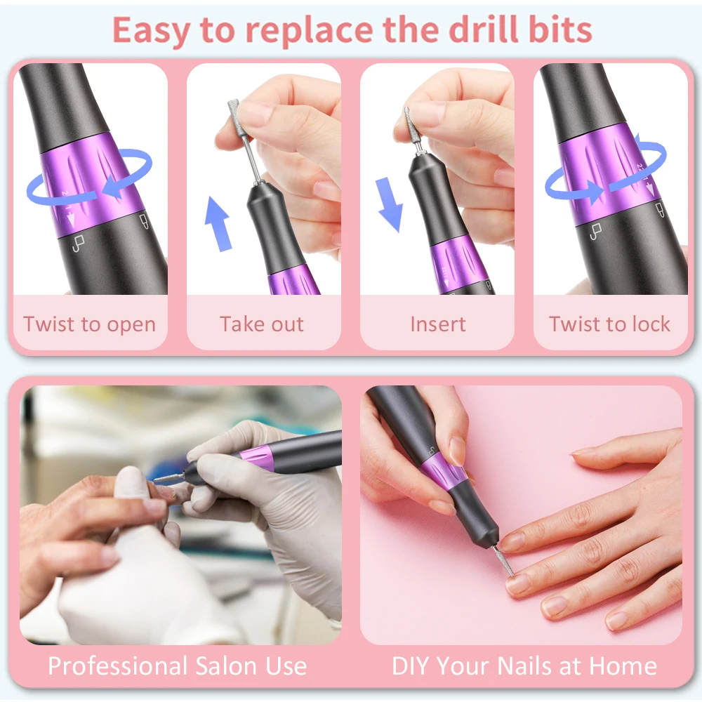 35000 RPM Nail Drill Machine with Display Screen Electric Portable Nail File for Acrylic, Gel Nails, Manicure Pedicure