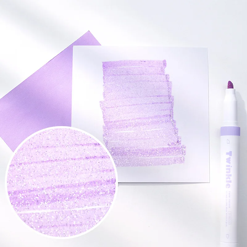 

4pcs/set INS Aesthetic Highlighter Markers Pastel Morandi Colors with Silver Glitter Ink Pens for Journal Scrapbook Study Notes