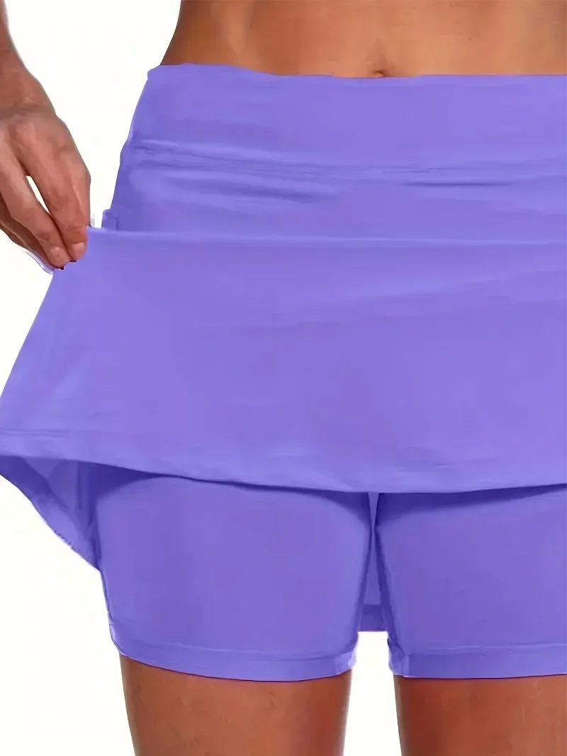 Women Fashion Plus Size 1XL-5XL Skirts Shorts Women's Plus Solid Color Medium Stretch Sports Golf Skorts with Pockets