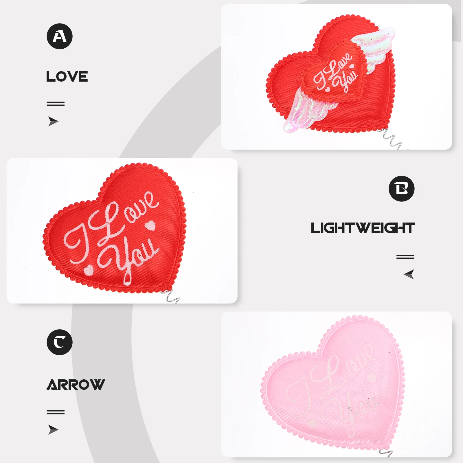 

4Pcs Festive Loving Heart Headbands Valentine's Day Party Props Durable Comfortable Wear Valentine's Day Hairbands