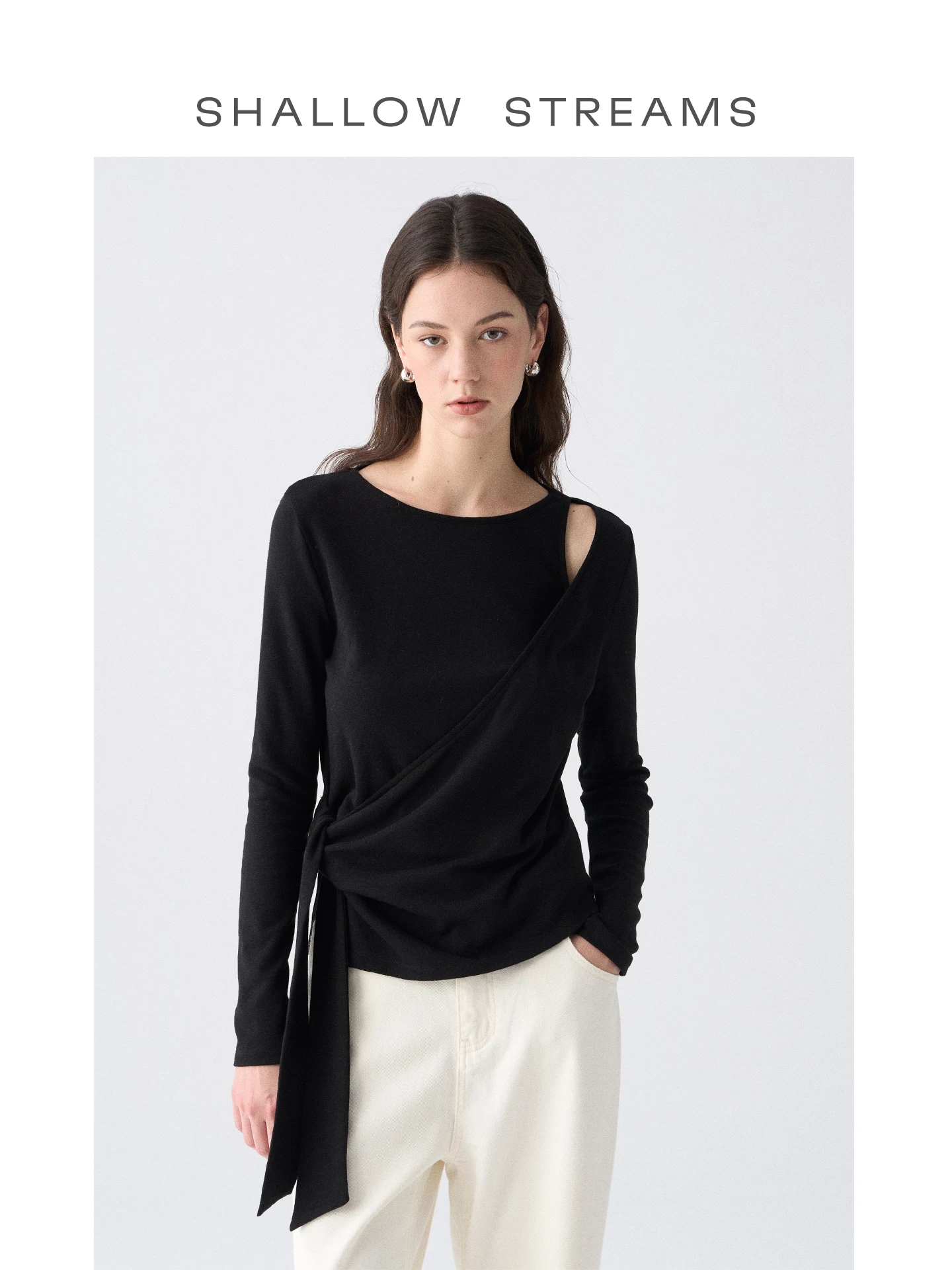 

Женский вязаный топ Long Sve Slow Strs Design Sensation, уникальная футболка Ele Base irt, осенний сезон, хлопок...