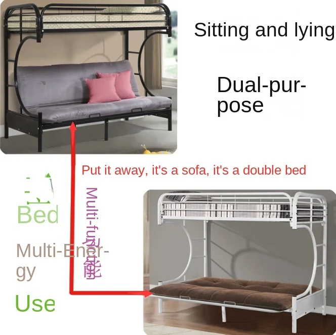 Folding sofa, double decker bed, adult child mother bed, iron bed, top and bottom bunk, iron frame bed