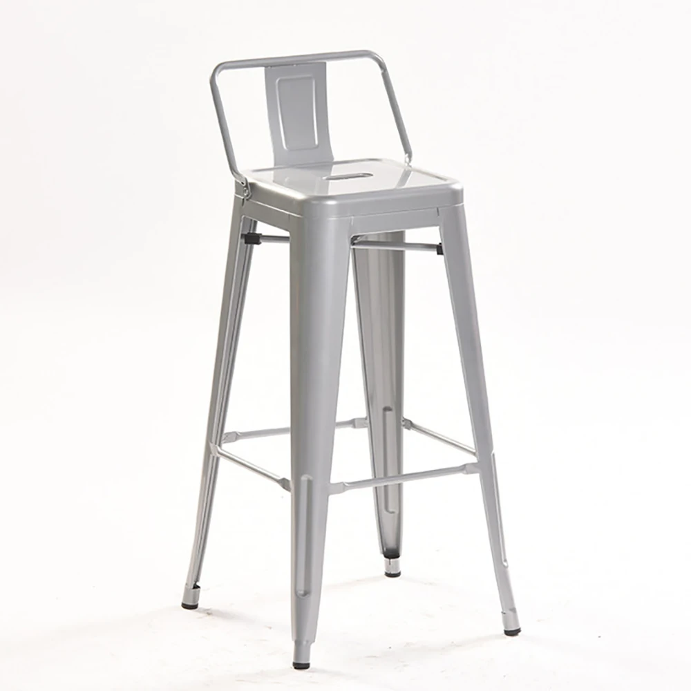 Dining Room Furniture High Back Bar Chair Industrial Italian Bar Stool Stainless Steel Metal Bar Table High Chair