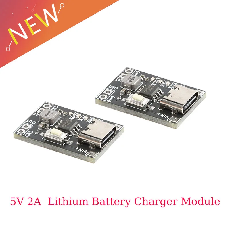 2Pcs/1Pc 5V 2A  Lithium Battery Charger Module Type-C USB Step Up Boost Board Charging Discharging Compat 4.2V Lithium Battery