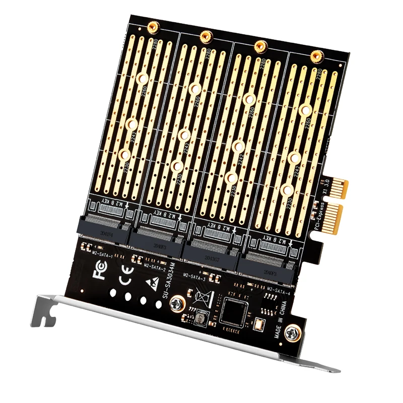Chia Mining PCIE to M2 Adapter PCI Express X1 3.0 4 Ports B Key M.2 NGFF SATA SSD Adapter PCI-E M.2 Adapter Expansion Card Riser
