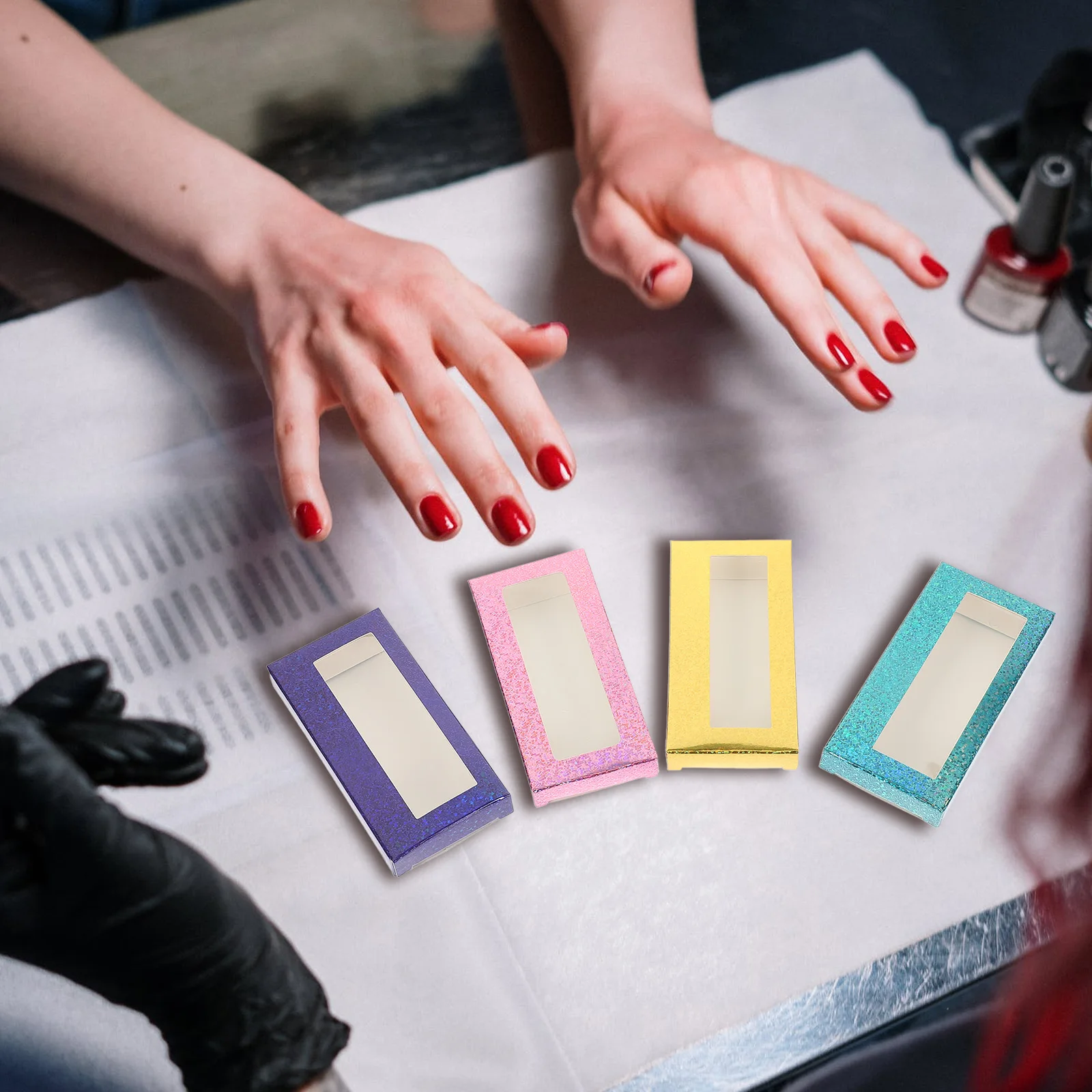 

20pcs Packaging Boxes Colorful Eyelash Storage Cases Transparent False Lash Boxes For Women Girls Delicate Lash Case