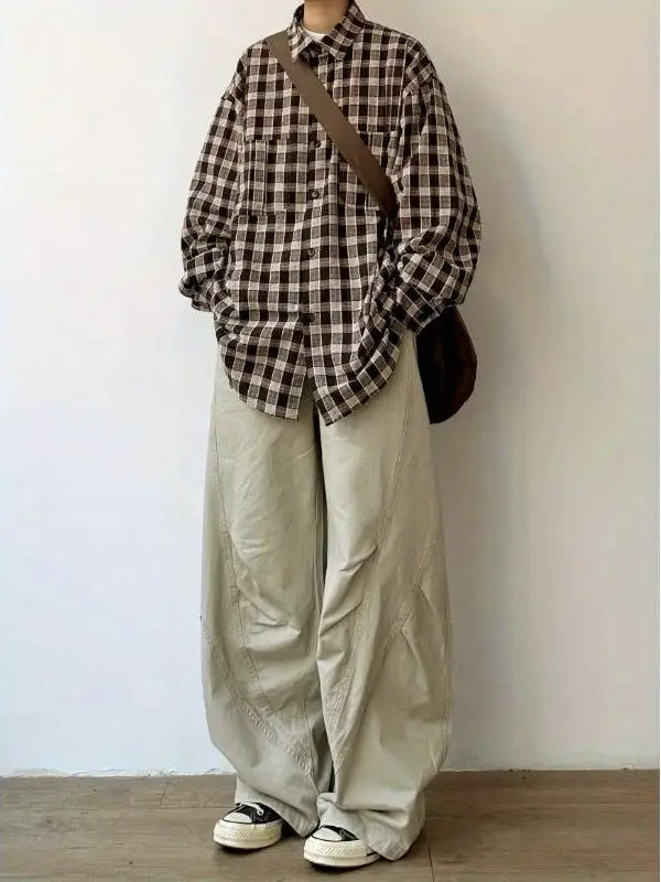 الرجعية Waed القطن مستقيم الساق سراويل تقليدية الرجال النساء فضفاضة تناسب واسعة الساق ملابس العمل سراويل طويلة ربيع الخريف العصرية