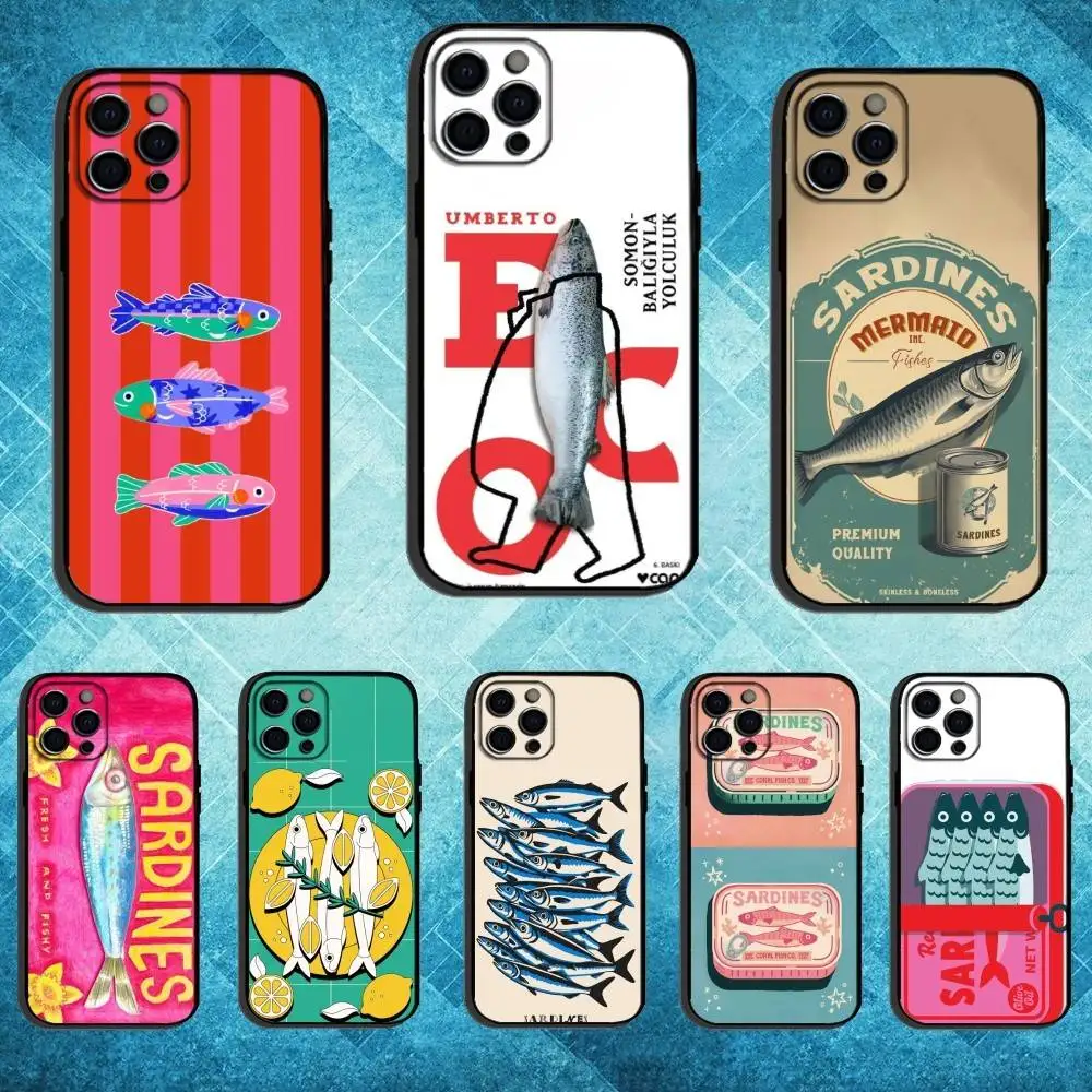 

F-Fish Funny Sardines Phone Case Silicone Soft For IPhone 17,16,15,14,13,12,11,XS,Plus Pro Max