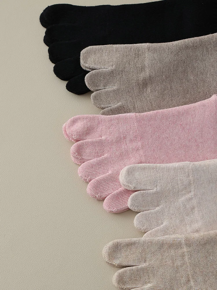 1 Paar Winter-Socken mit dicken Zehen für Damen, Baumwolle, solide, atmungsaktiv, warmer Boden, schlafender Frottee gegen kalten Schnee, lose Fünf-Finger-Socken – Detail 17
