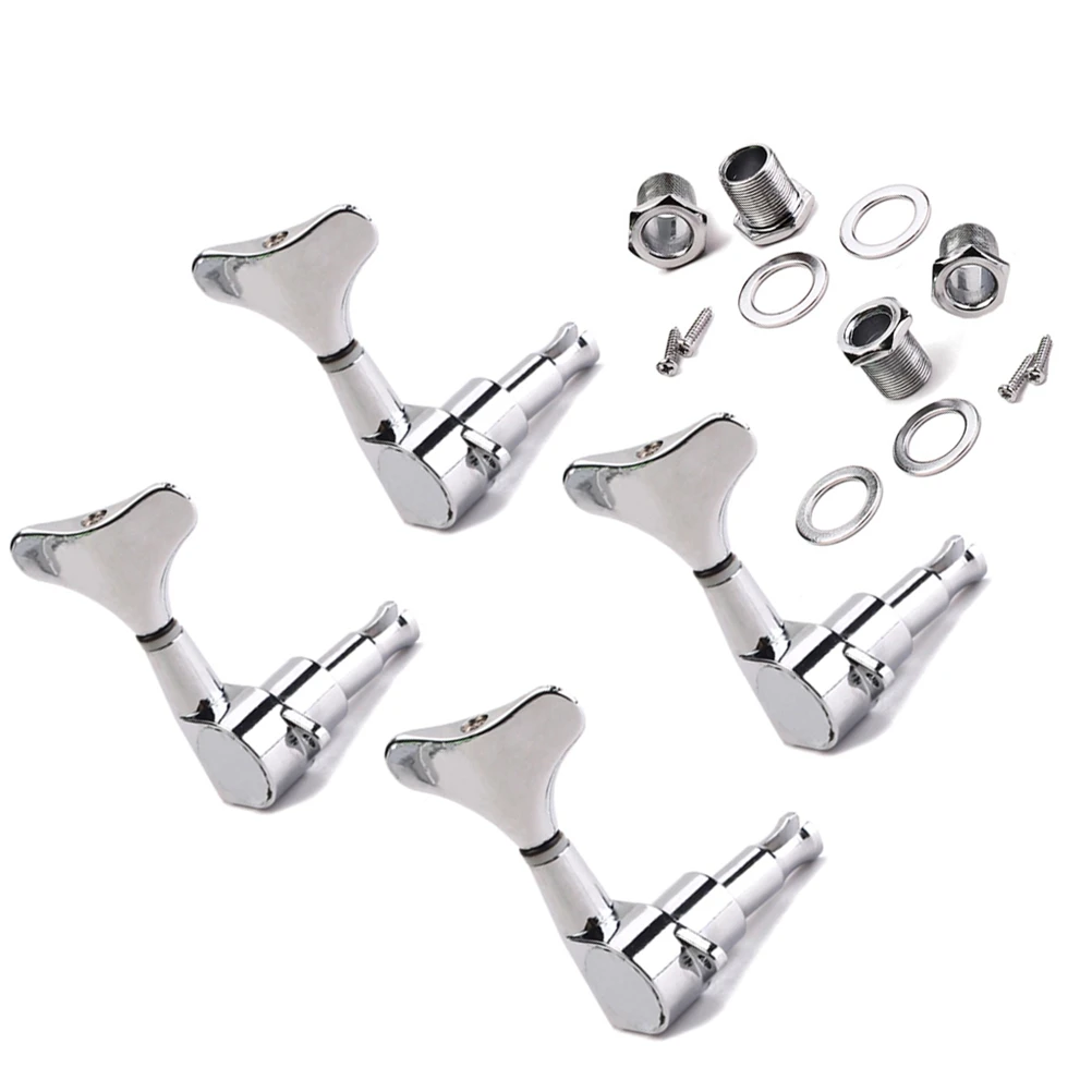 

4r Bass Guitar Tuning Pegs Machine Heads Replacement Durable Plated Metal for Electric Acoustic Guitar Ferrules Screws