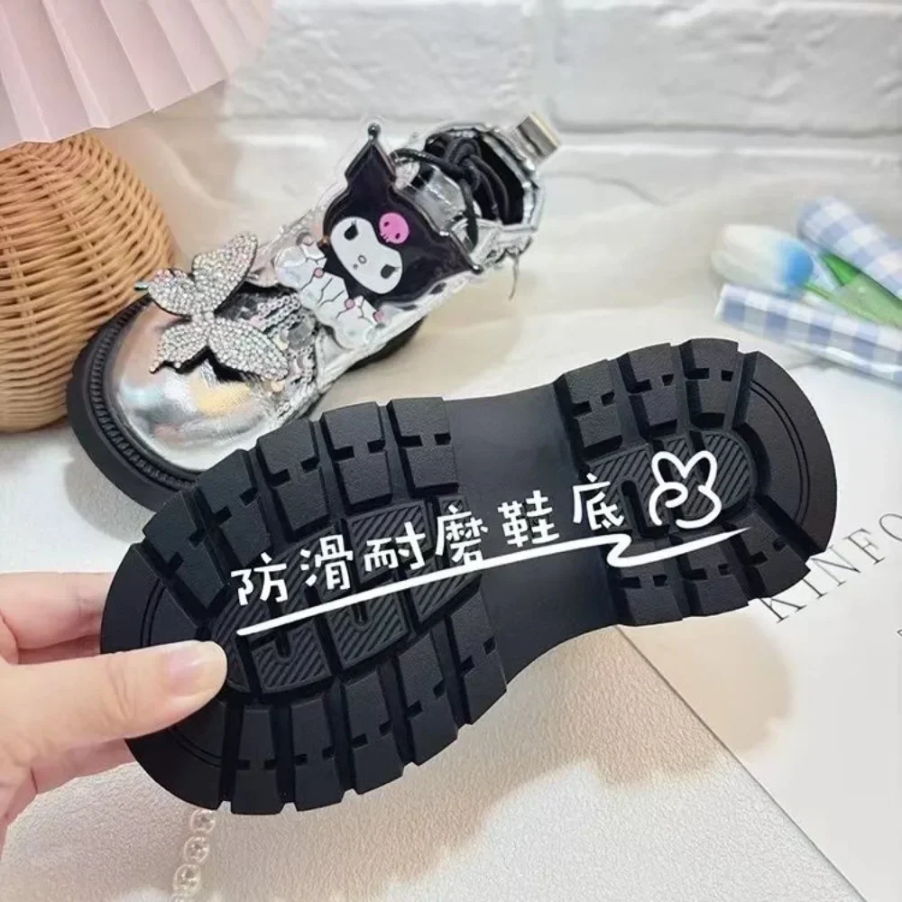 

Sweet Kuromi Anime Sanrio Kawaii Quicksand Martens Shoes Cute Cartoon Baby Boots Spring Autumn Fashion Single Boots Gifts Toys