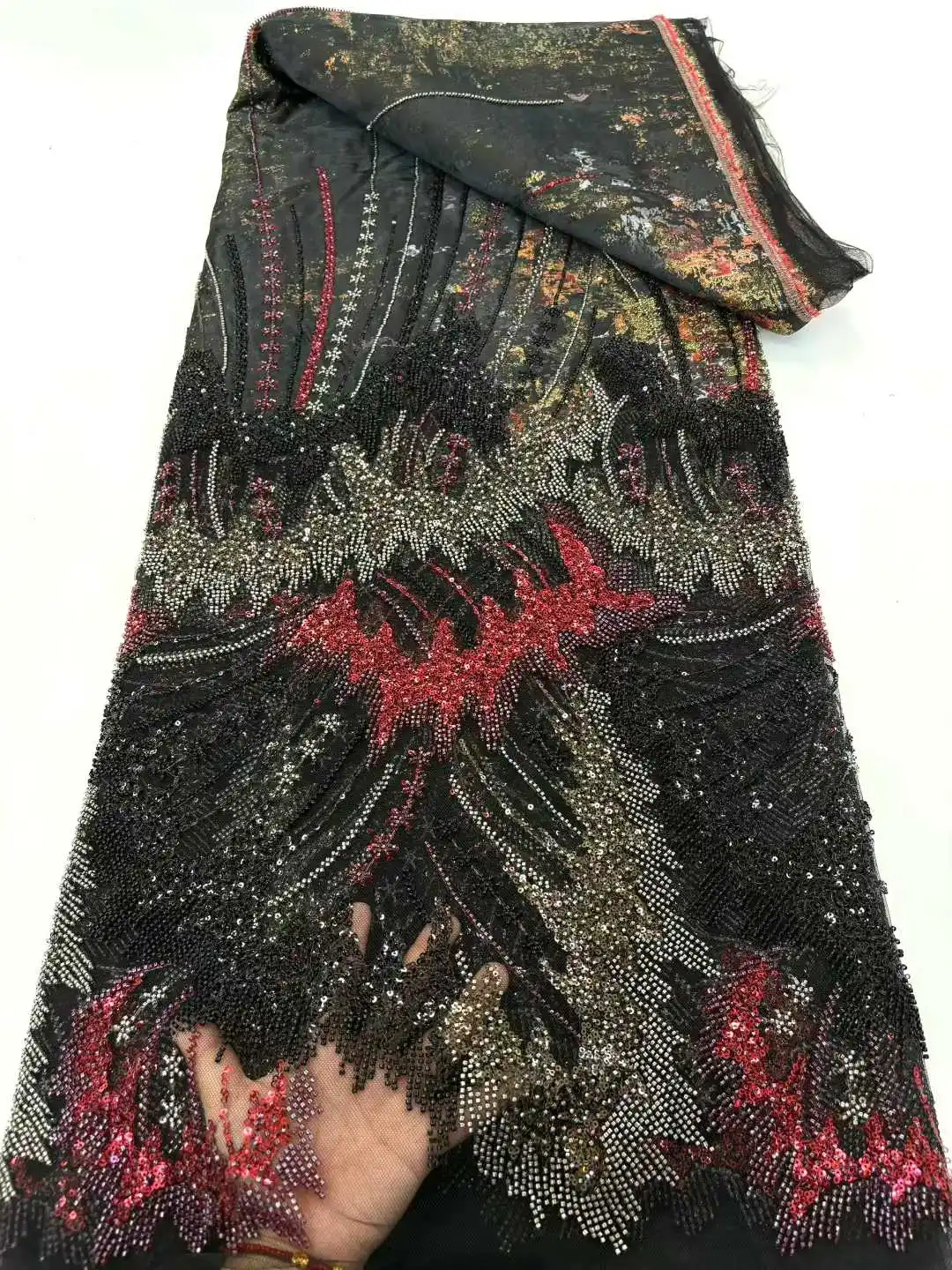 Luxo novo tecido de renda africano francês frisado 2025 alta qualidade bordado para vestido casamento feminino lantejoulas tecido renda 5 metros