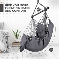 Artudatech Indoor/Outdoor Hammock Chair Hanging Rope Swing With Cushions 150KG Load Bearing