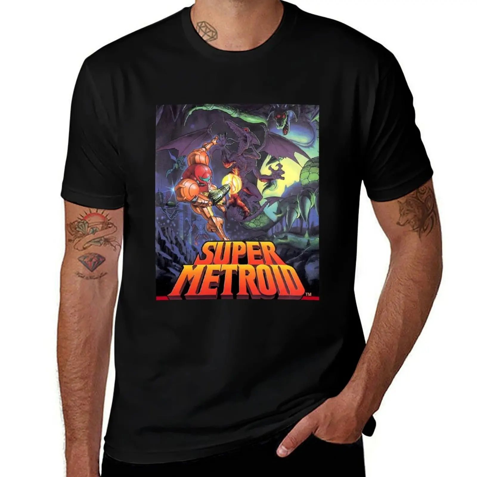 Super Metroid Poster T-Shirt Anti-Fade Casual Tee Shirt