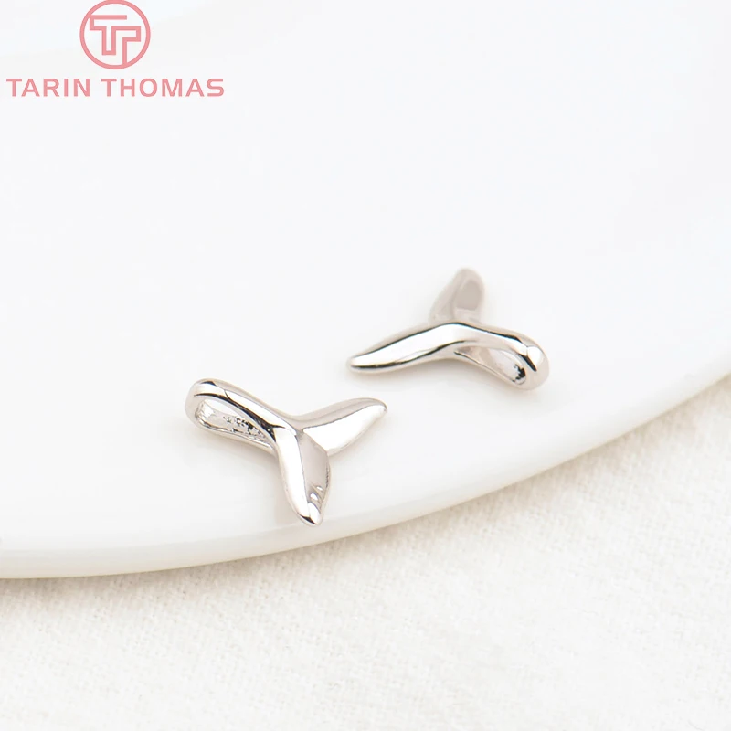 (268)10x11MM 14x15MM 24K Gold Color Plated Brass Whale Tail Charm Pendants for Jewelry Making Findings Accessories