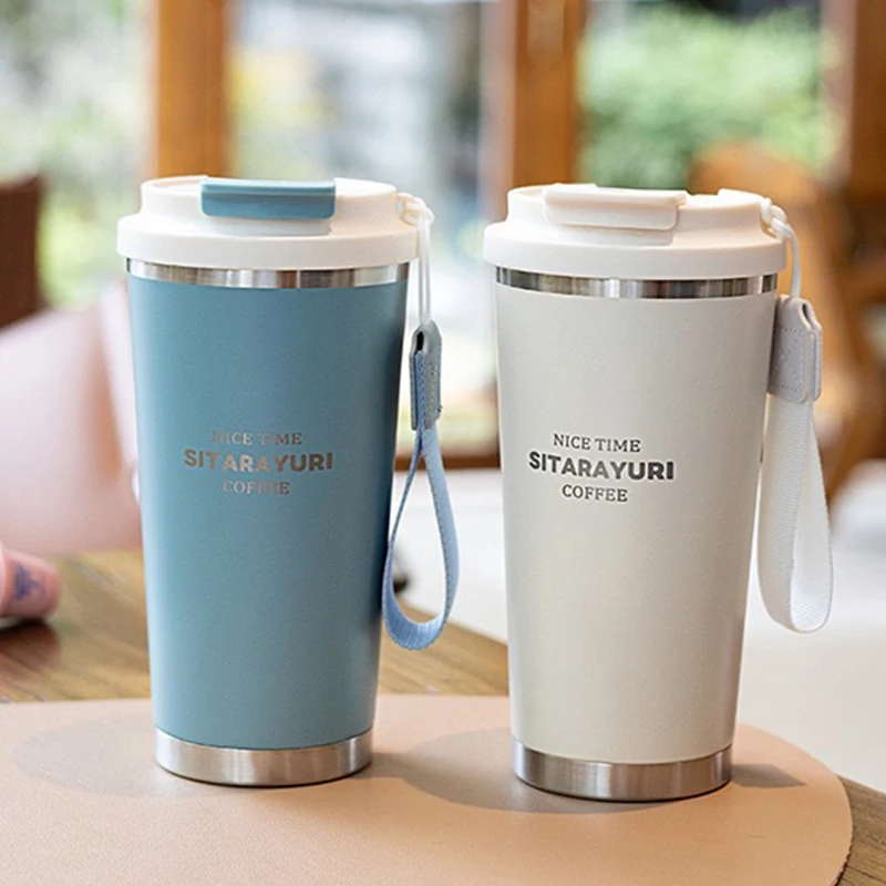 

560ml Hot Cold Water Bottle Leak-proof with Strap Sponge Brush Insulated Cup 304 Stainless Steel Student Bottle