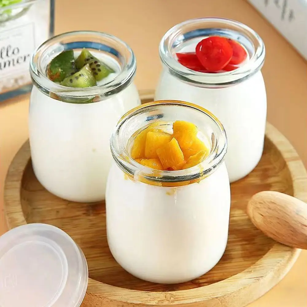 1PC 100/150/200ML Glass Storage Cup​s Pudding Jars Wishing Bottle High Temperature Resistant With Lid Yogurt Baby Food Container