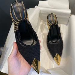 Heel Shoes Women 2022 Black Sexy Party Wedding Pumps Ladies PU Sandals Summer Shoes Versatile Stiletto Buckle  High Heels Female