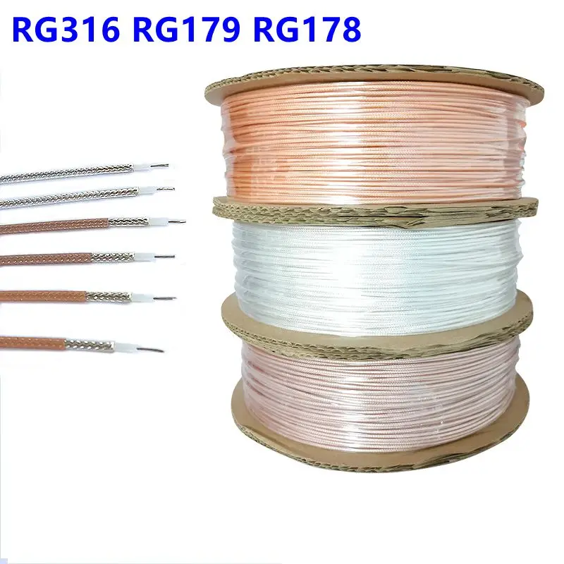 RG316 RG179 RG178 Cable RG-316 RF Coaxial 50Ohm Low Loss M17/113 Shielded Pigtail High Temperature High Frequency Wire Low Loss