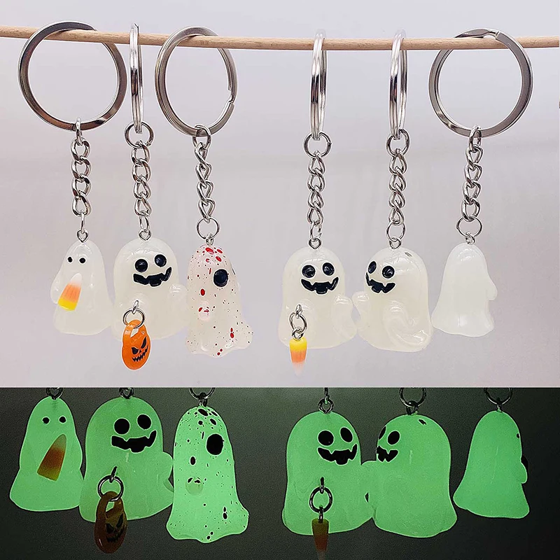 LLavero de Halloween que brilla en la oscuridad, fantasma, mochila escolar, colgante, regalo de vacaciones