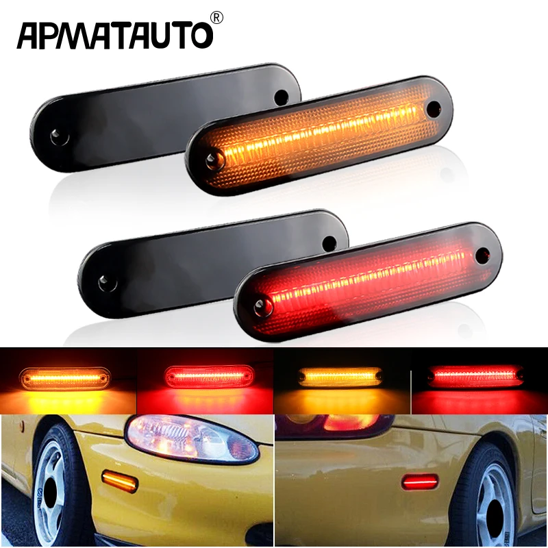 4pcs Smoke/clear Lens LED Side Marker Light For 1990-2003 2004 2005 Mazda Miata MX-5 NA NB Amber&Red OEM# NA01515FX 8BN1-51-120