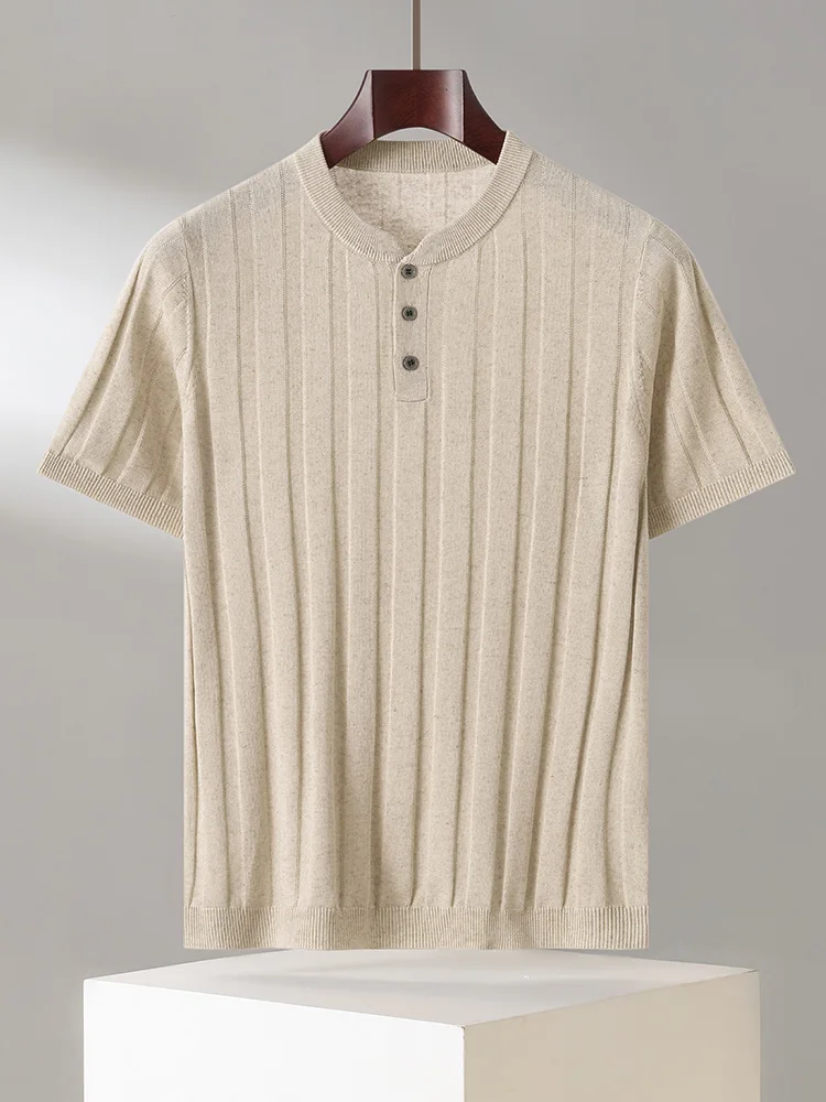 

Men's T-shirt Summer New Item Lyocell Short Sleeved Men Round Neck Knitted Pullover Vest Casual Men's Clothing Tops