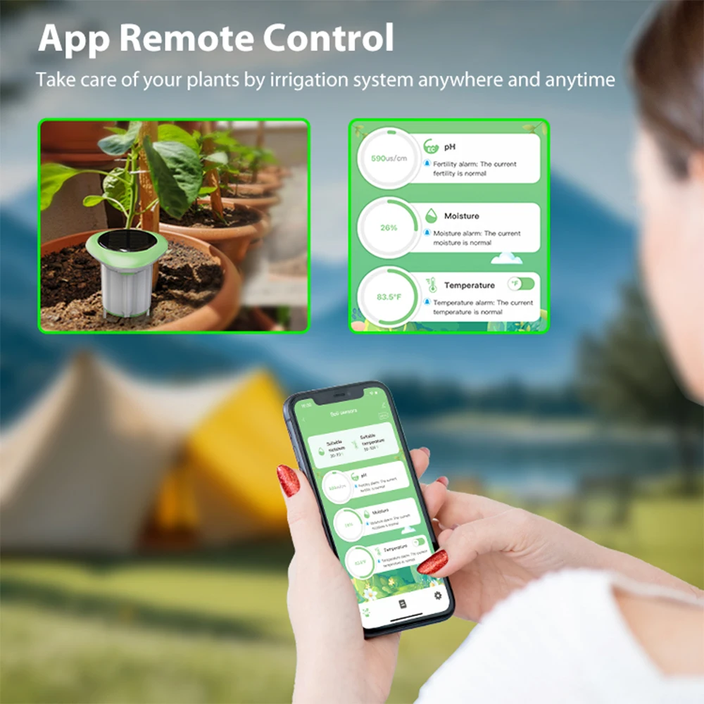 

Solar Tuya Smart WIFI Soil Sensor Soil Temperature and Humidity Meter Wireless Soil Tester APP Control Soil Analysis Tool