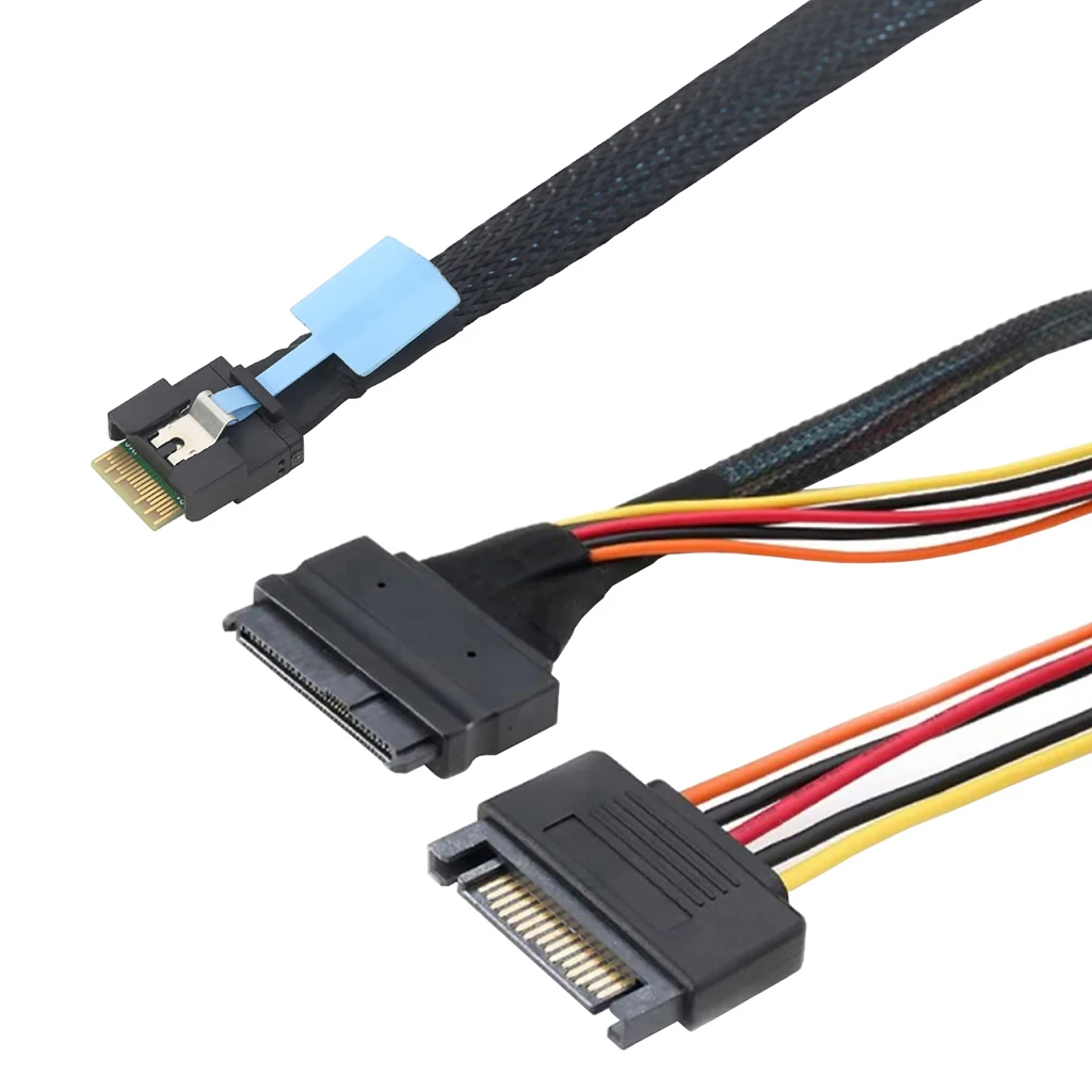 Schlankes PCIe SFF-8654 4I 38-Pin Anti-Neigungs-Einsatzadapterkabel zu SAS 8639 U.2 mit SATA 15P – Detail 4