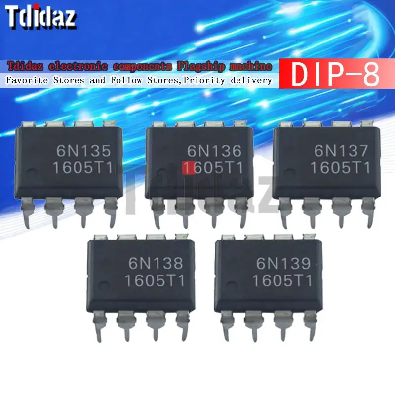 10pcs 6N135 6N136 6N137 6N138 6N139   DIP8 light coupling into optoisolator photoelectric coupling