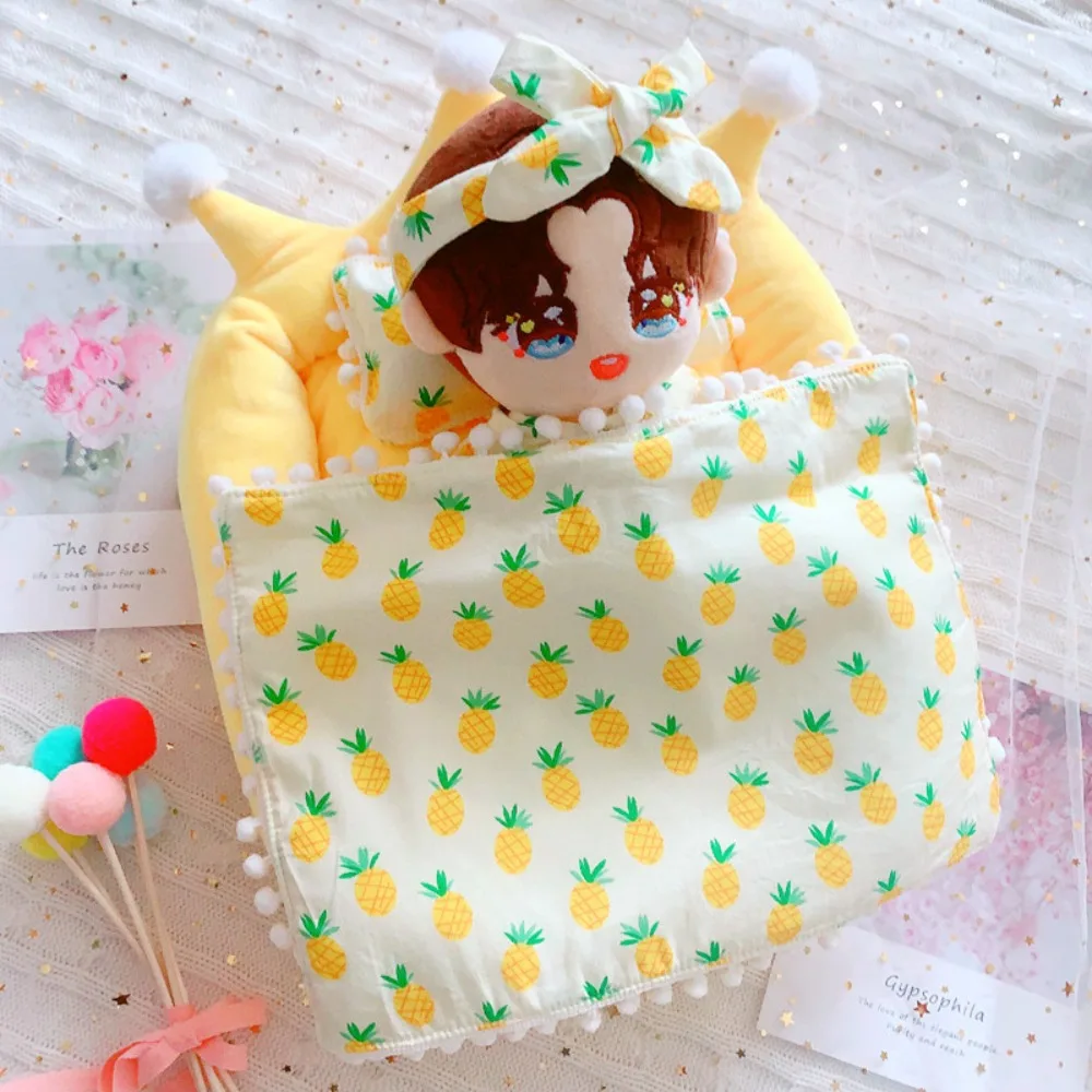 Three-piece Dollhouse Miniature Bed Furniture Toy Miniature 1:12 Doll Lovely Sleeping Bag Pillow Quilt Plush Doll Bedding