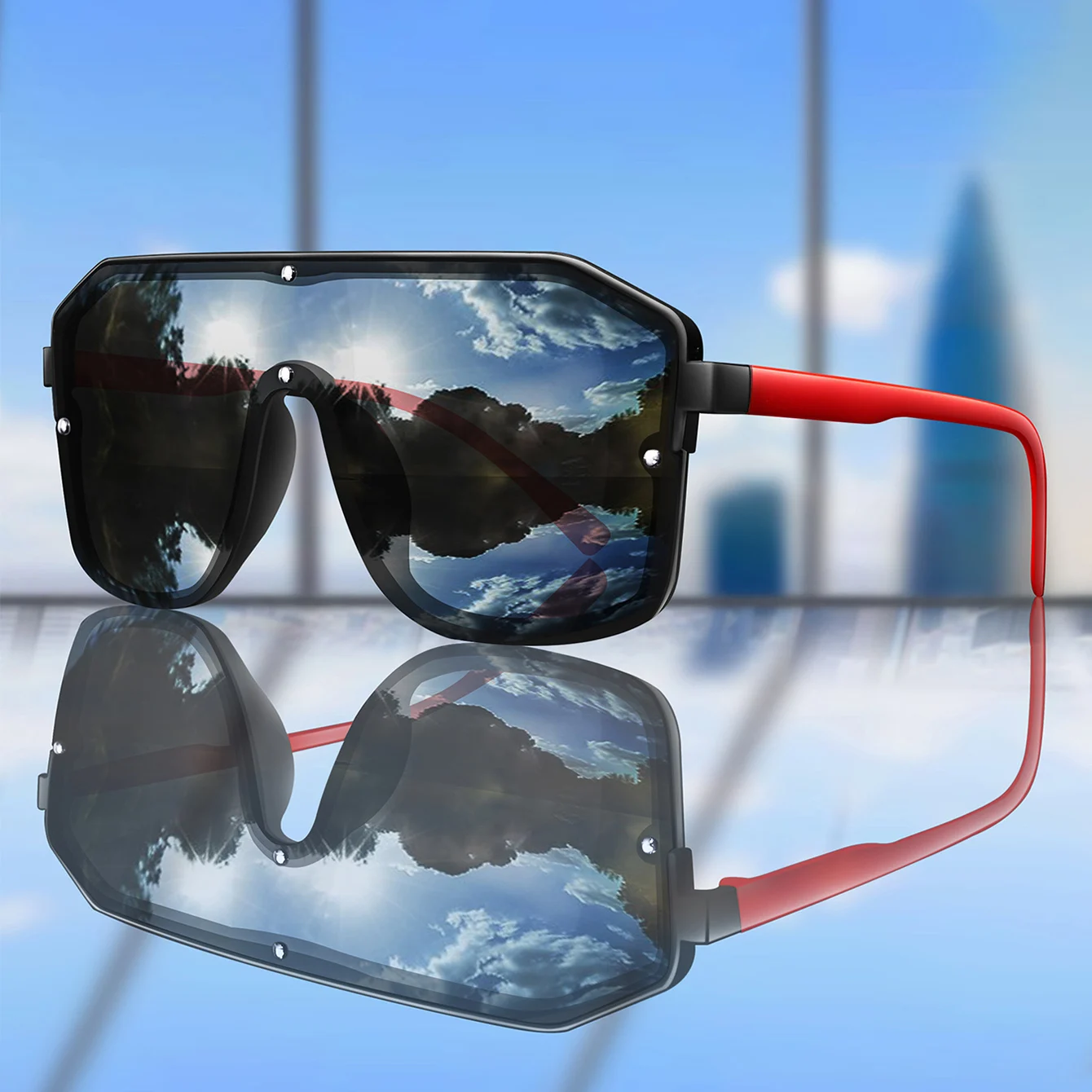 العلامة التجارية الجديدة مربع كبير إطار النظارات الشمسية الرجال النساء نظارات الموضة في الهواء الطلق الرياضة ركوب الدراجات القيادة السفر يندبروف نظارات مهرجان