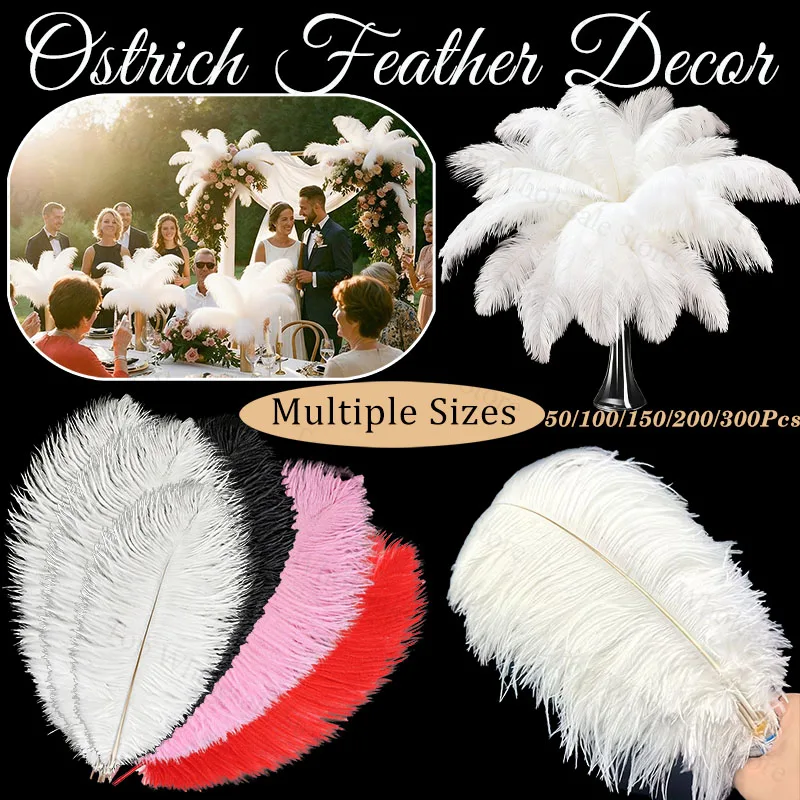 

White Ostrich Feathers Bulk for Centerpieces for Wedding Party Centerpieces Home Decoration Feathers for Vases DIY Crafts Decor