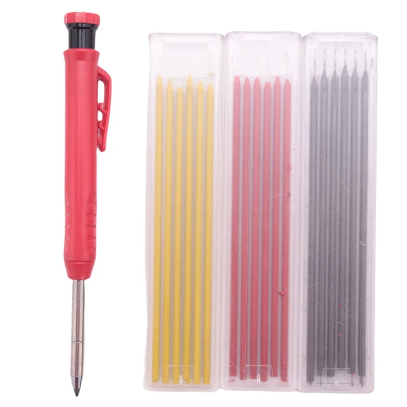 

19 Pieces Solid Carpenter Pencil Set 1 Construction Carpenter Marker And 18 Refill Leads, For Scriber Wood Floor Marking