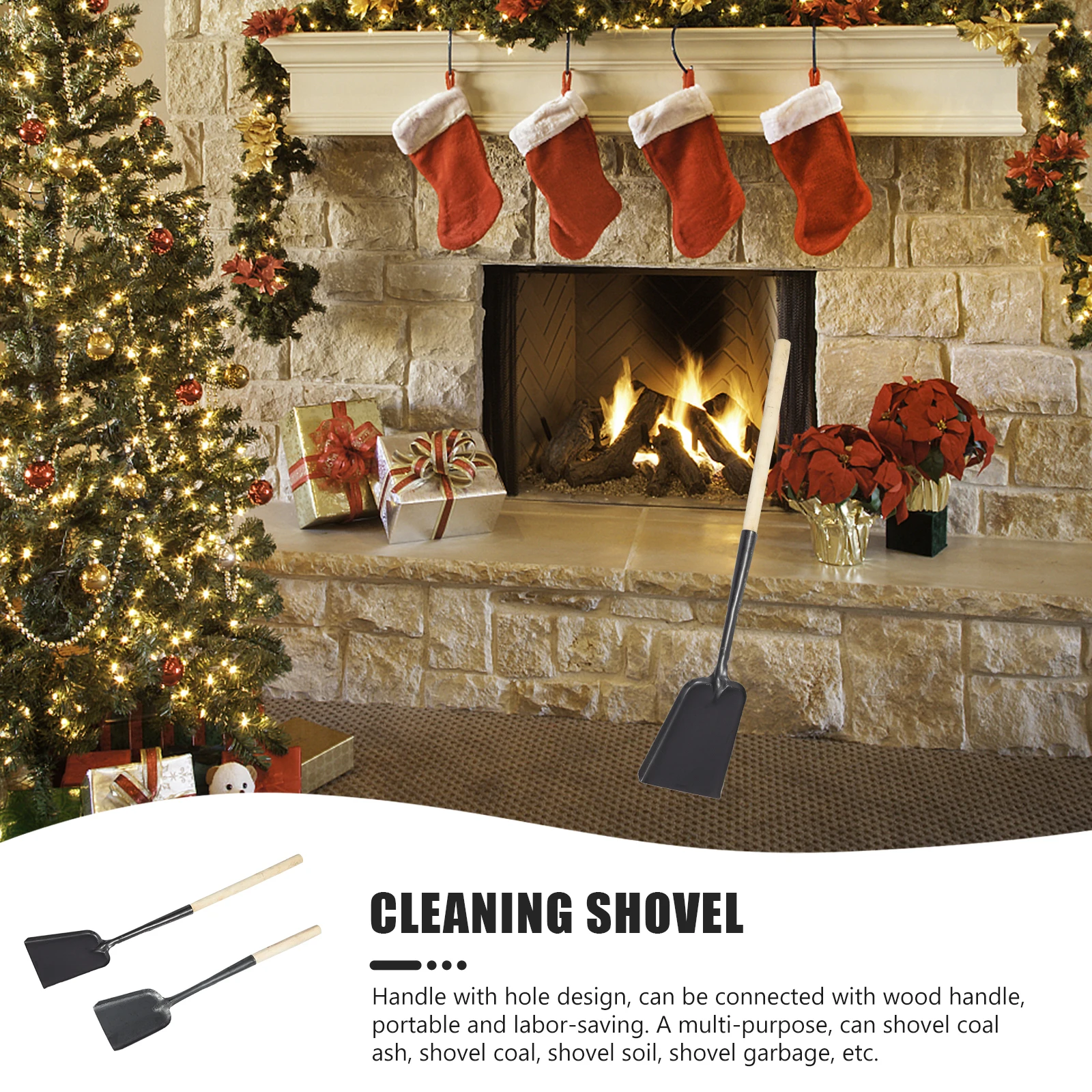 

2Pcs Ash Shovel Premium Quality Long Handle Fireplace Cleaning Shovel Coal and Bbq Grill Ash Scoop Household Use