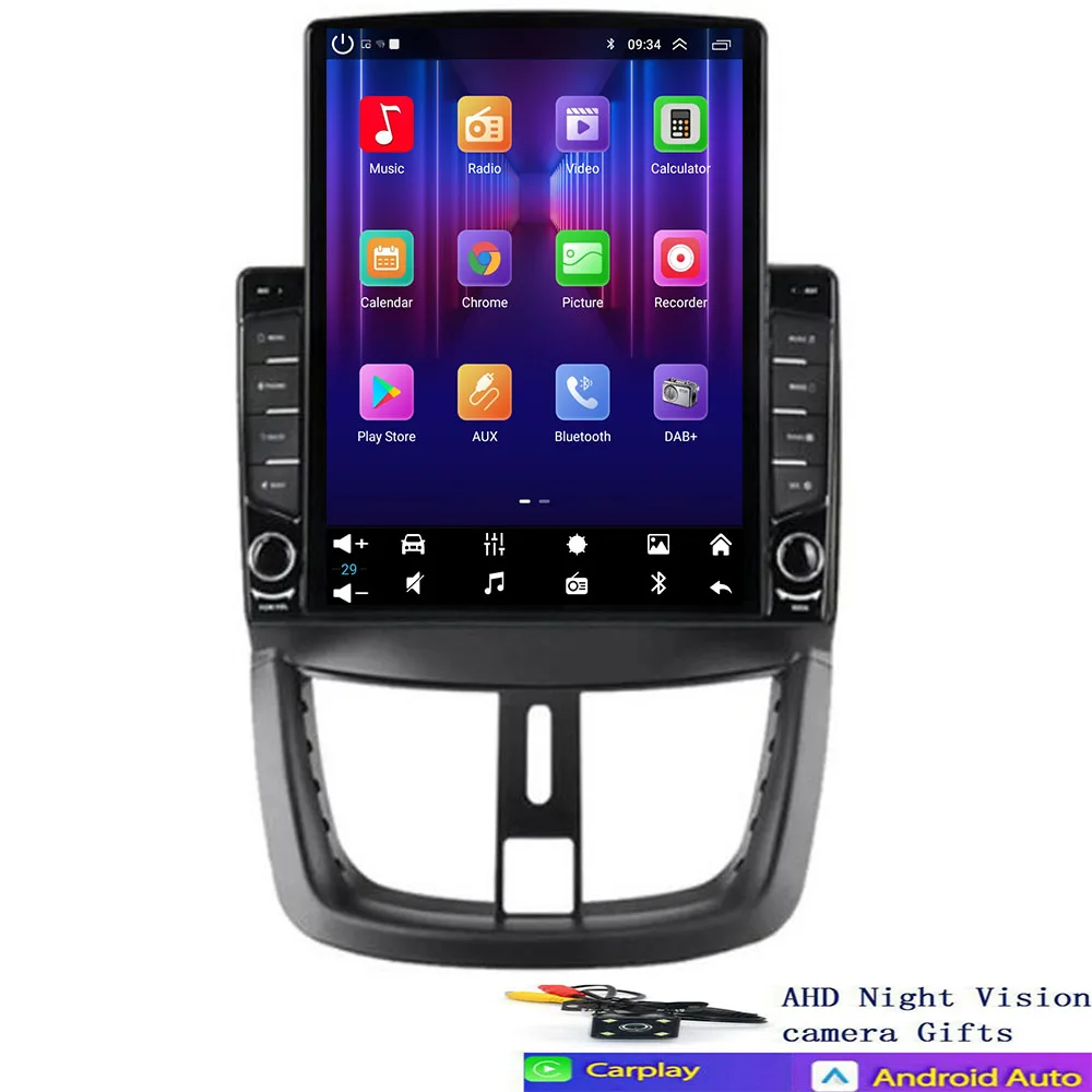 راديو السيارة Carplay لبيجو 207 2006 - 2015 الملاحة GPS أندرويد السيارات ستيريو مشغل وسائط متعددة 5G Carplay فيديو No 2din DVD