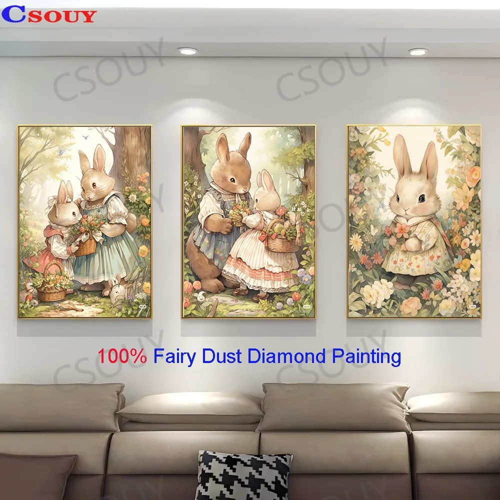 

Набор для вышивания алмазной мозаикой «Семья кроликов» (100% «фея»), квадратная вышивка, рукоделие, декор для дома, кристаллы