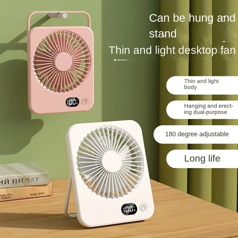 Portable Desktop Fan Mini Handheld Fan Mute Table Fan With Power Display 5 Speeds Adjustable Cooling Fan Foldable Desk Fan
