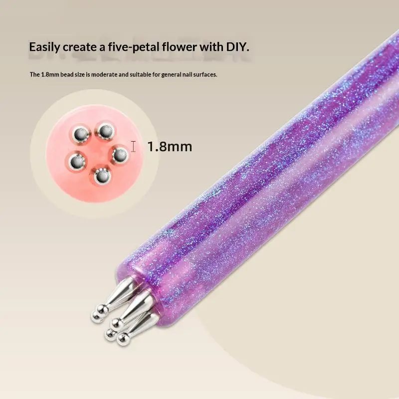 Double End Nail Dotting Pen Five Petal Flower Design Multifunctional Manicure Drawing Tool for Nail Polish Painting Carving