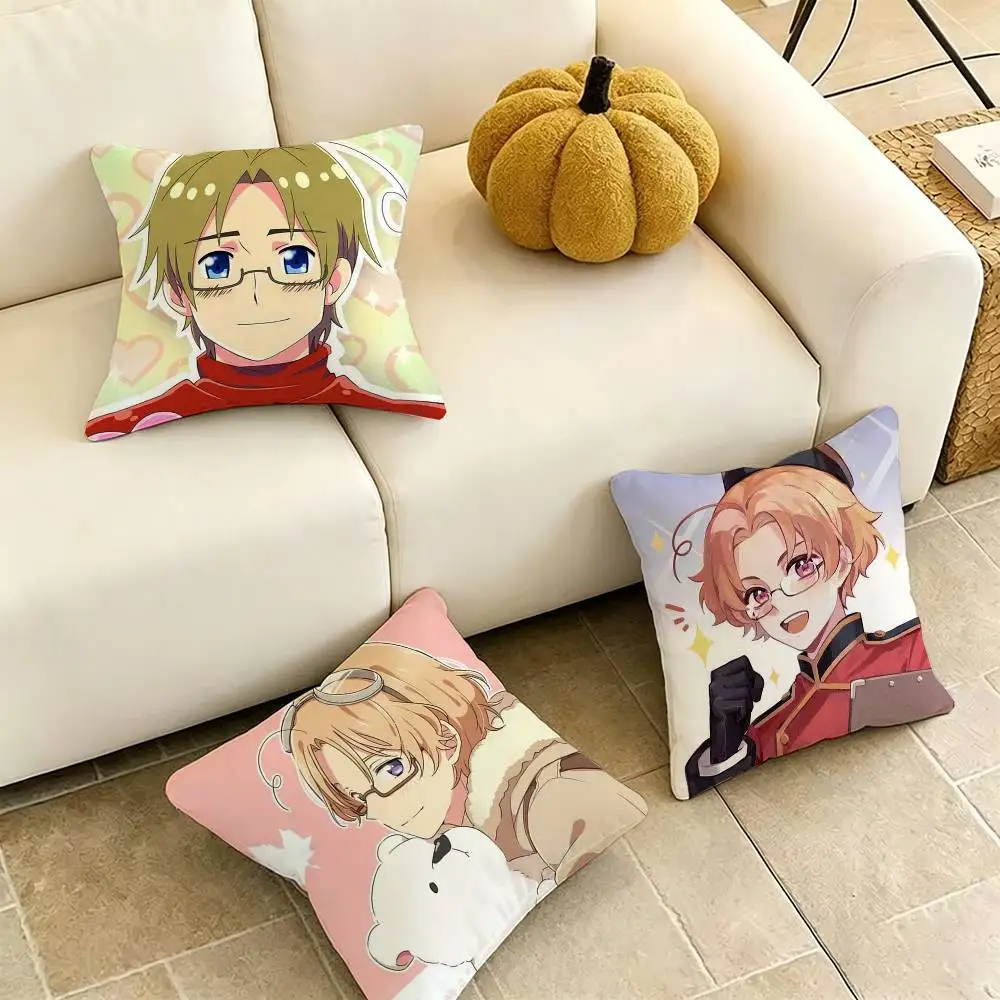 

C-Canada H-Hetalia Pillow Case Square Double-Sided Sofa Cushion Cover Bedroom Bedside Pillow Gift