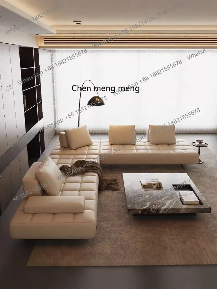 X الحد الأدنى من شقة صغيرة صف مستقيم أريكة جلدية مجموعة وحدة فيلا غرفة المعيشة، نموذج جديد