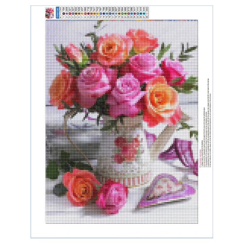 5D fai da te pittura diamante fiori vaso punto croce Kit trapano completo ricamo mosaico rosa arte immagine di strass decorazione regalo