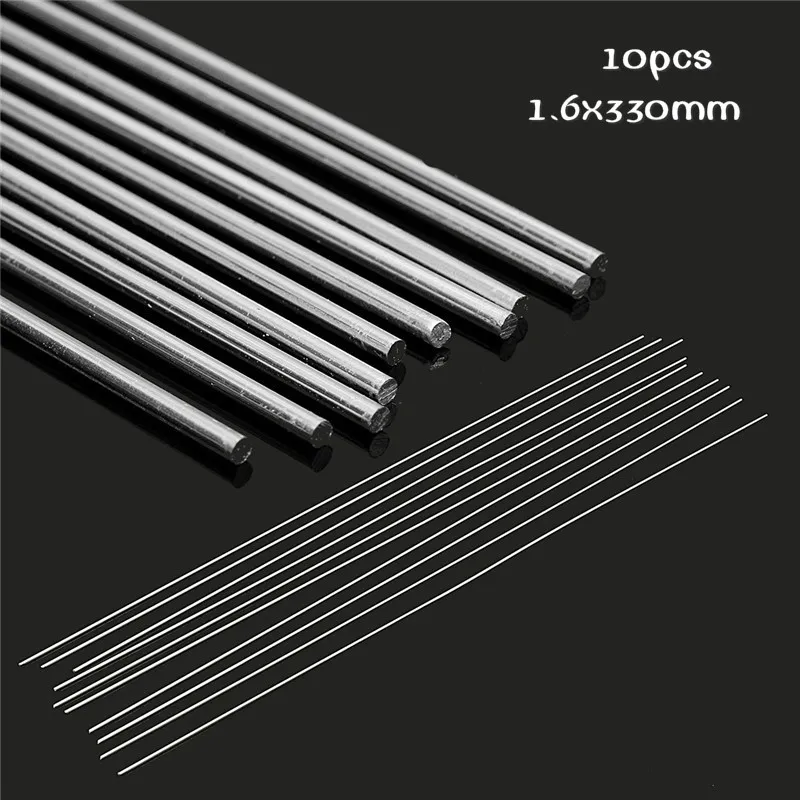 10 개/대 1.6x330mm 알루미늄 합금 실버 용접 솔더 납땜 도구 납땜 와이어 솔더 TIG 필러로드