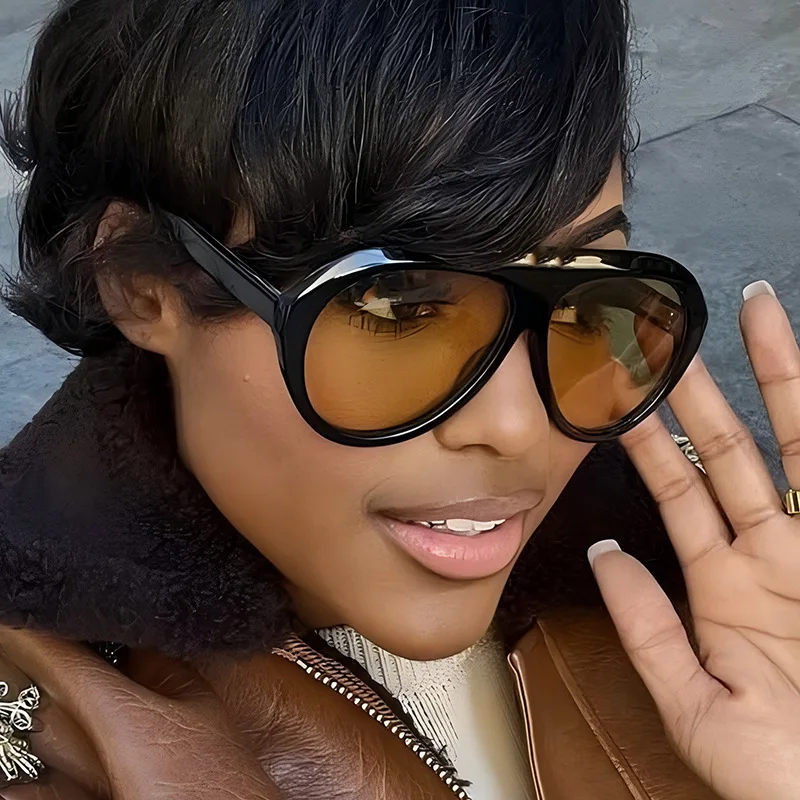 جديد المتضخم البيضاوي النظارات الشمسية خمر مصمم النساء نظارات شمسية أنيقة UV400 العلامة التجارية الفاخرة الذكور الإناث ظلال النظارات #3