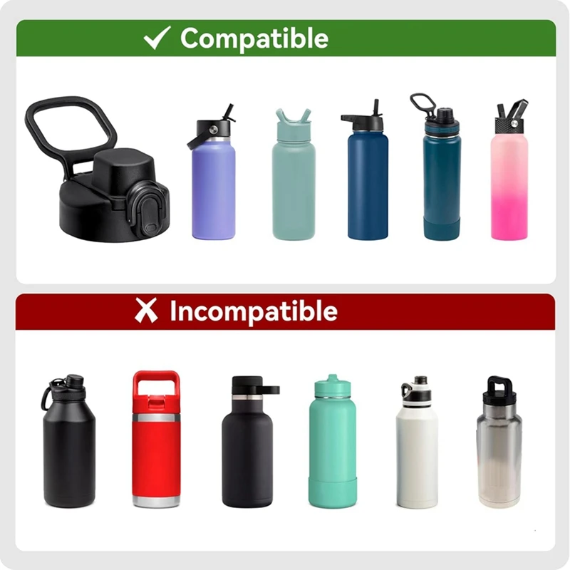 2 Pcs Replacement Spout Lid Auto Flip Lid For Hydroflask 12/16/18/20/32/40/64 Oz Wide Mouth Sport Water Bottles