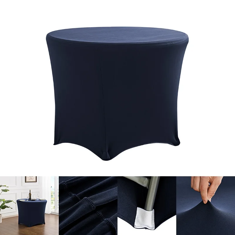 0417 Solid color four corner large round table cover elastic round table cover