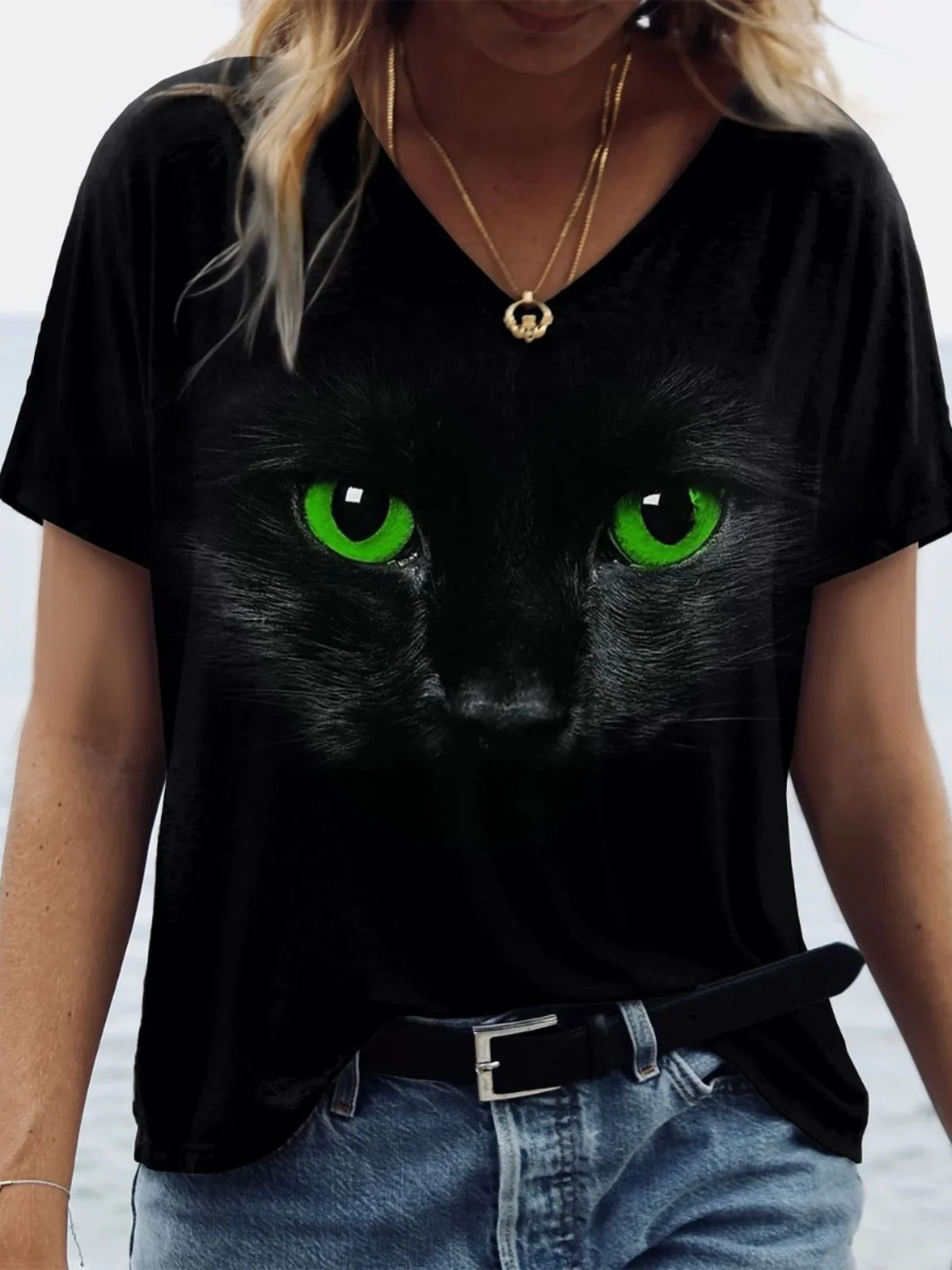 تي شيرت مطبوع ثلاثي الأبعاد بقصة ضيقة ort Sve تي شيرت Street Sle round Ne Summer Top للشابات