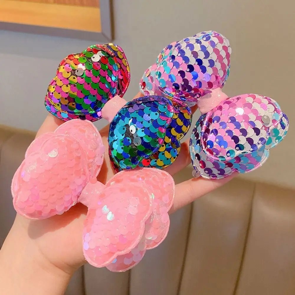

5PCS Long Gradient Color Sequin Hair Clips Double Sequin Bow Kawaii Princess Hairpin Alligator Clip Kids Hair Accessories