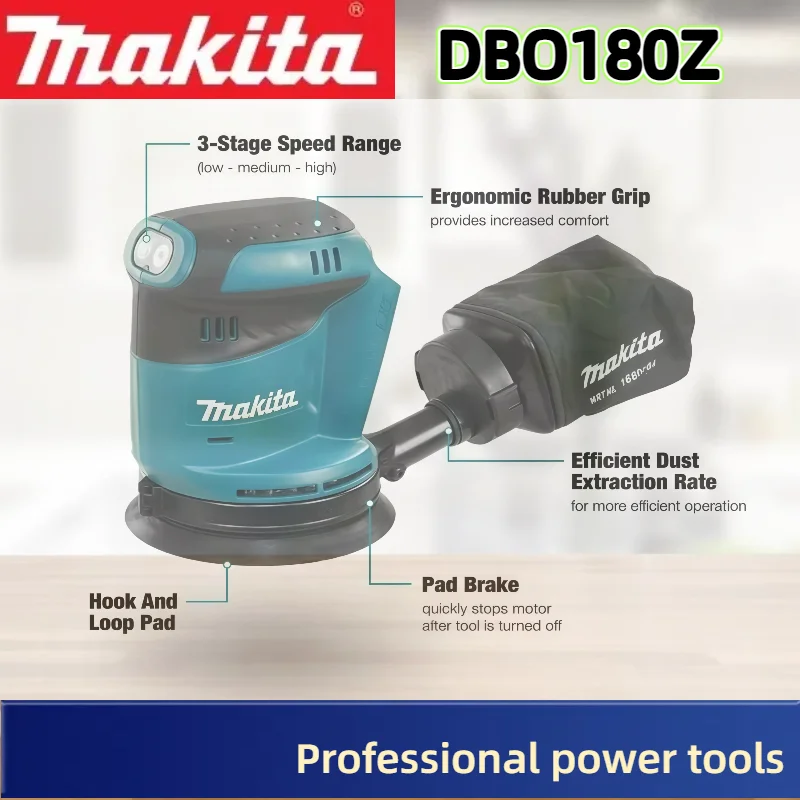 마키타 DBO180Z 브러시리스 무선 충전식 디스크 랜덤 오비탈 샌더 목공 연마 퍼티 폴리싱 베어 툴